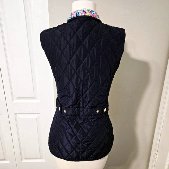 Lilly Pulitzer Navy Puffer Vest with Gold Accents Size Small - Picture 6 of 8
